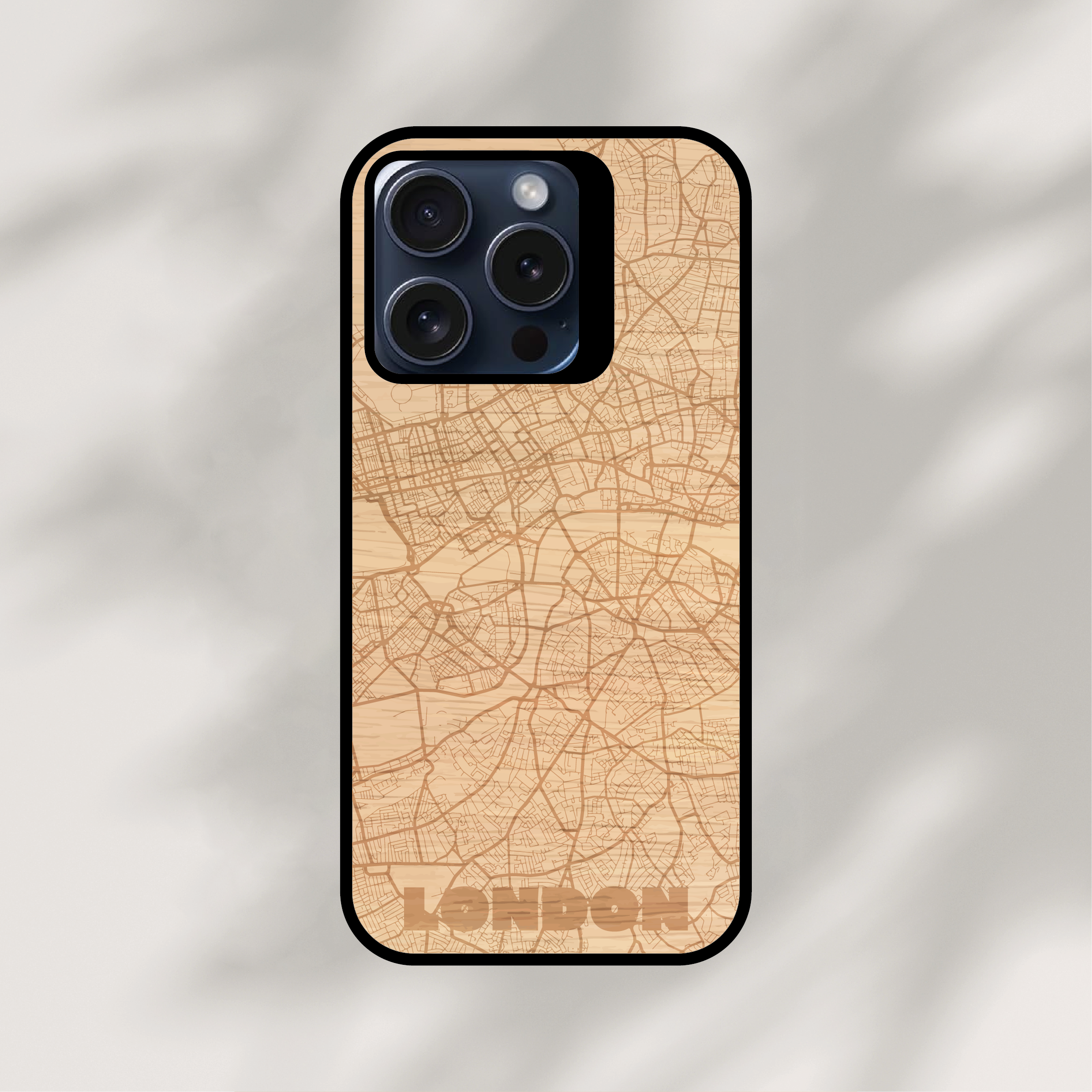 Coque Carte de la ville gravée en bois WoodMaps - Coque en bois interchangeable pour iPhone