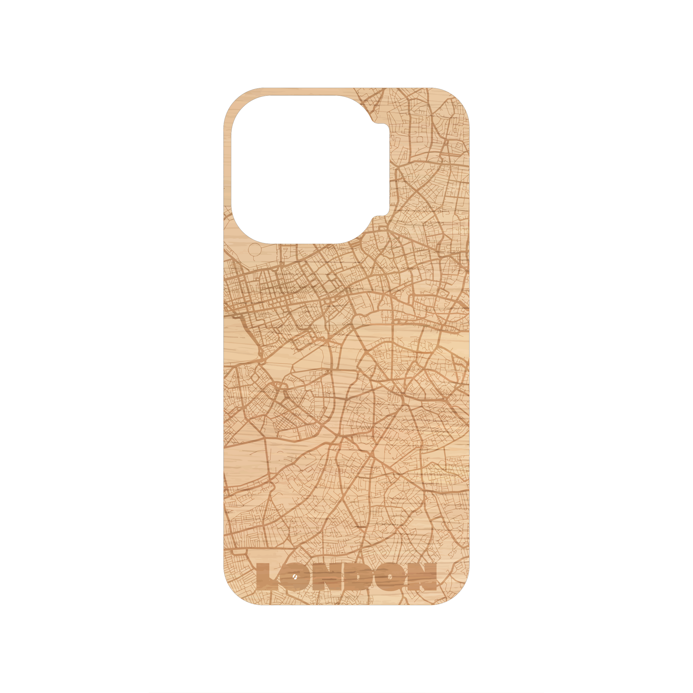 WoodCover - Carte de la ville - Coque iPhone en bois interchangeable